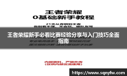王者荣耀新手必看比赛经验分享与入门技巧全面指南