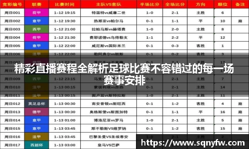 精彩直播赛程全解析足球比赛不容错过的每一场赛事安排