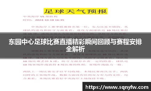 东园中心足球比赛直播精彩瞬间回顾与赛程安排全解析