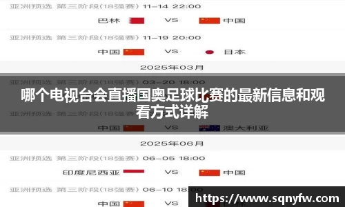哪个电视台会直播国奥足球比赛的最新信息和观看方式详解