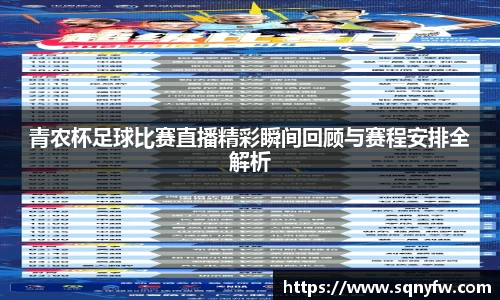 青农杯足球比赛直播精彩瞬间回顾与赛程安排全解析